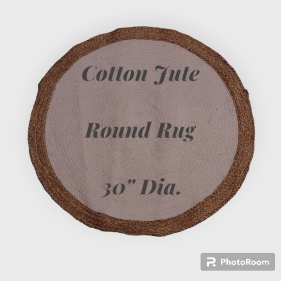 SALE Organic Cotton & Natural Jute Hand-woven Handmade Textured Round Accent Rug - Picture 9 of 9